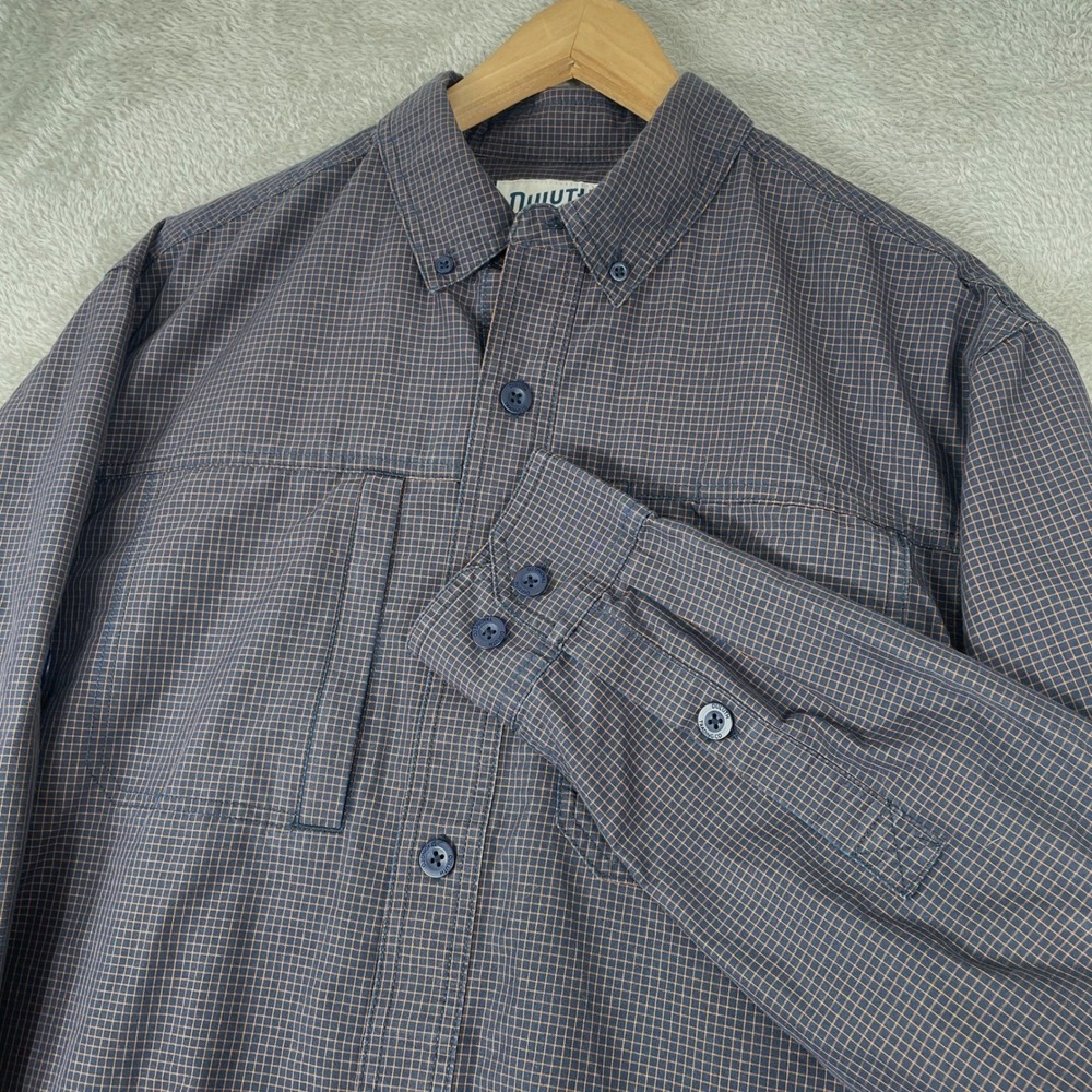 Duluth Trading Co Armachillo Shirt Mens Medium Blue‎ Plaid Utility Workwear